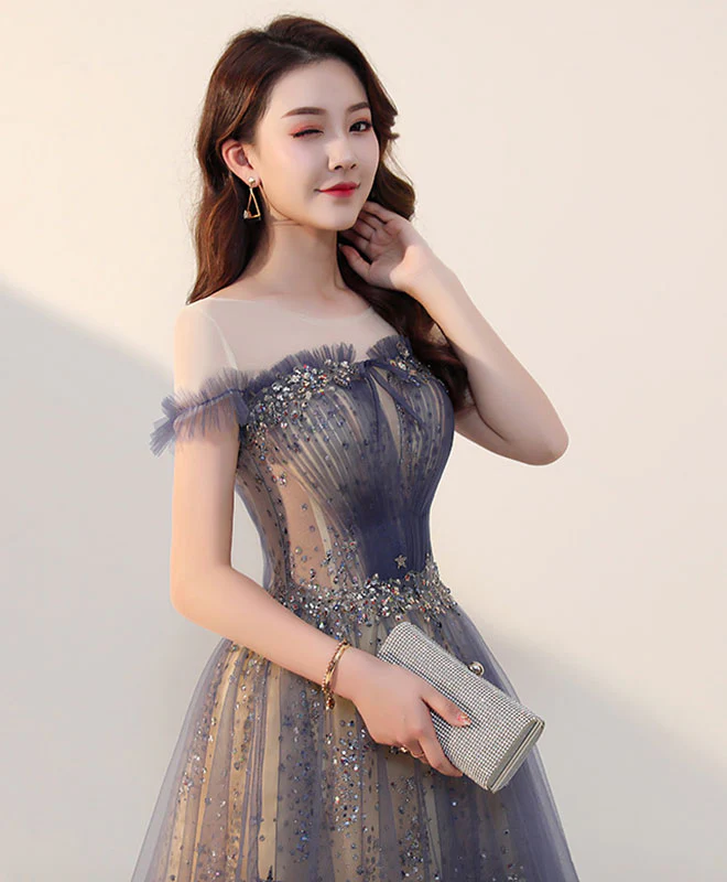 Elegant Tulle Long Prom Dress, Tulle Formal Dress - Deanwangkt