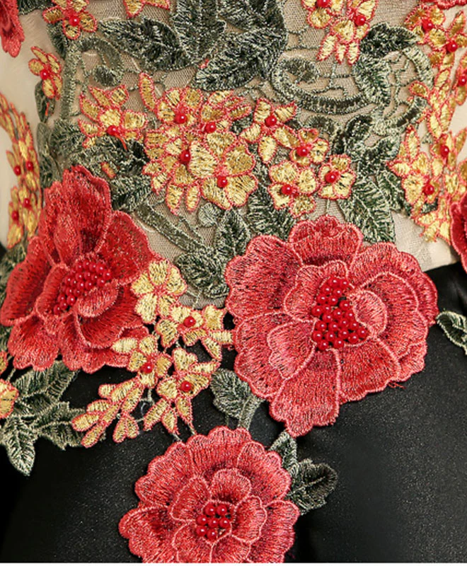 Cute Black Lace High Low Prom Dress, Black Homecoming Dress - Deanwangkt