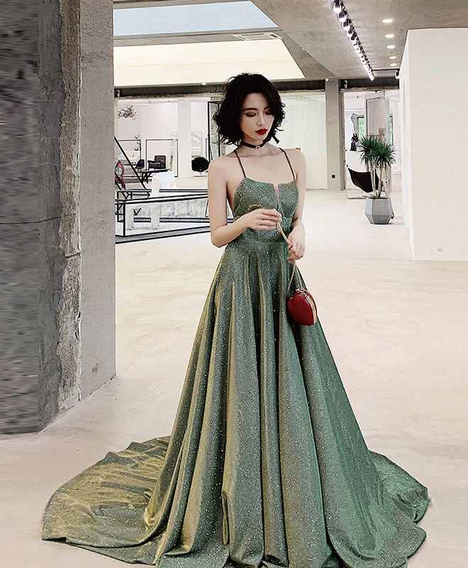 Unique Backless Green Long Prom Dress, Green Long Evening Dress - Deanwangkt