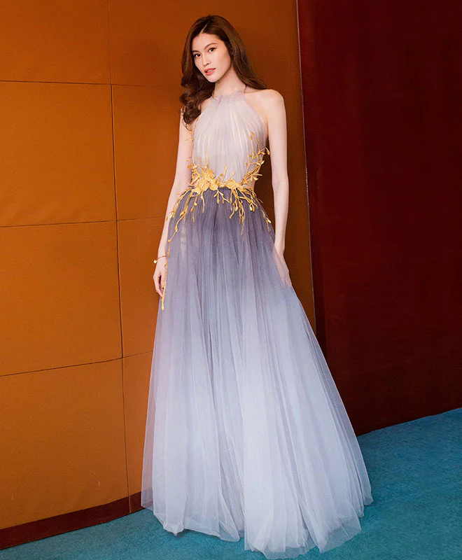 Stylish Tulle Lace Long Prom Dress, Lace Evening Dress - Deanwangkt