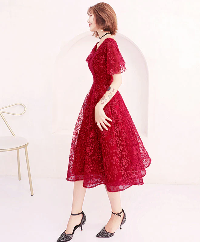 Cute Lace Short Prom Dress, Lace Evening Dress - Deanwangkt