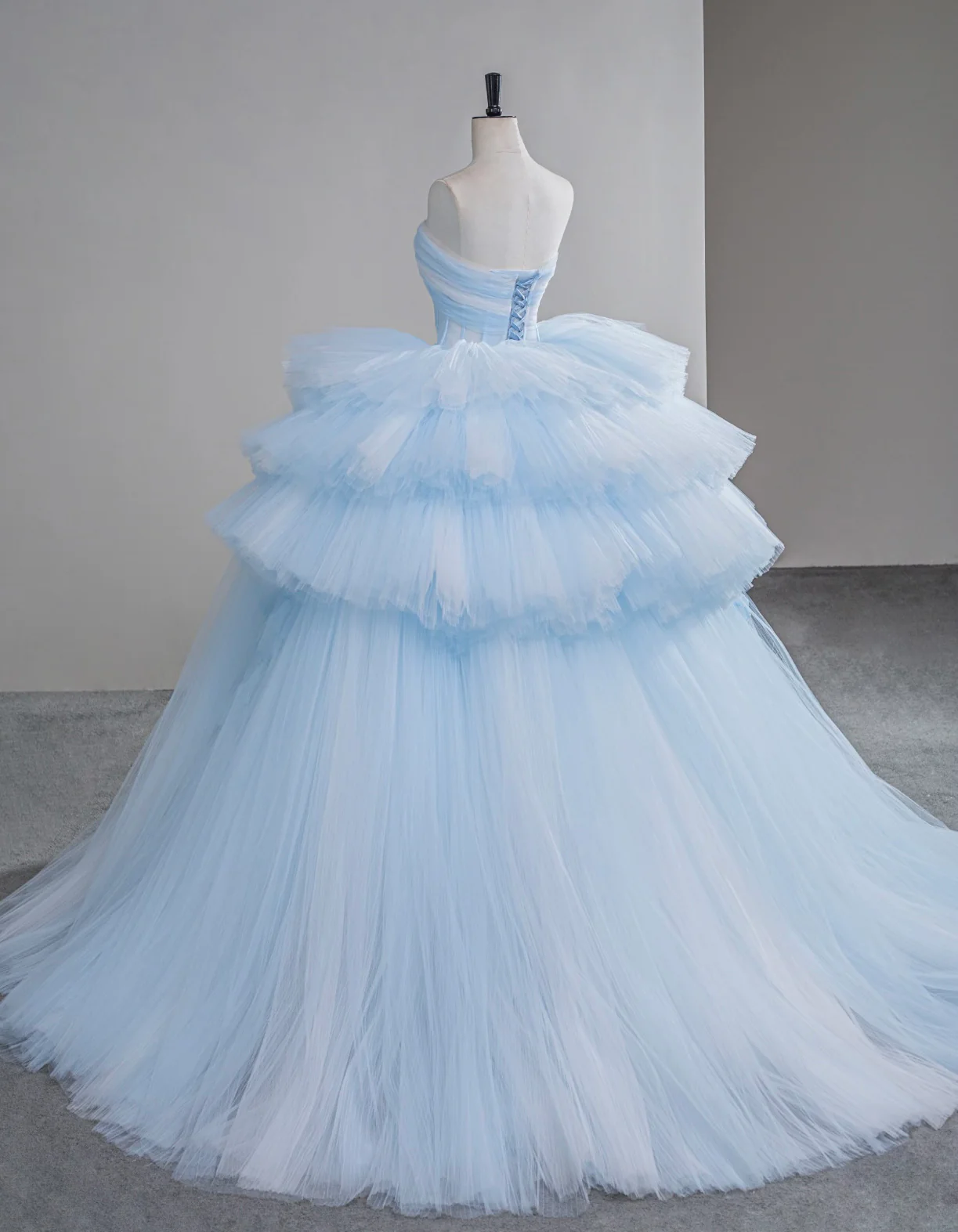 Blue Sweetheart Neck Tulle Long Prom Gown, Blue Sweet 16 Dress - Deanwangkt