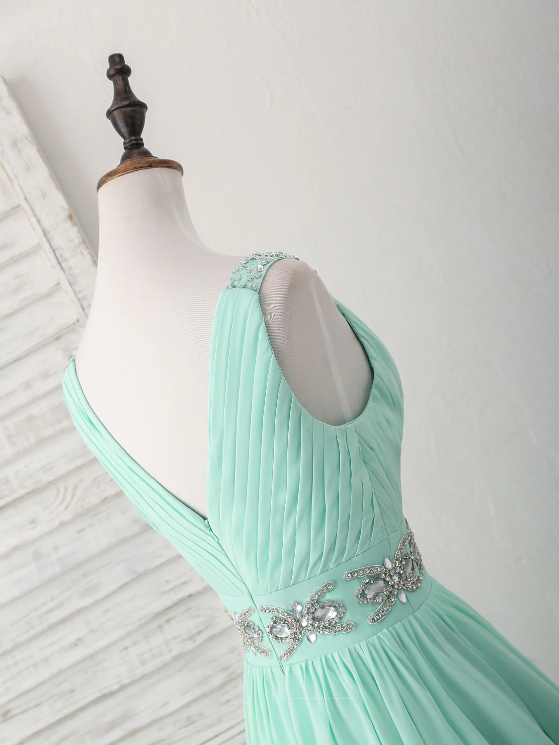 Green V Neck Chiffon Short Prom Dress, Green Homecoming Dress - Deanwangkt