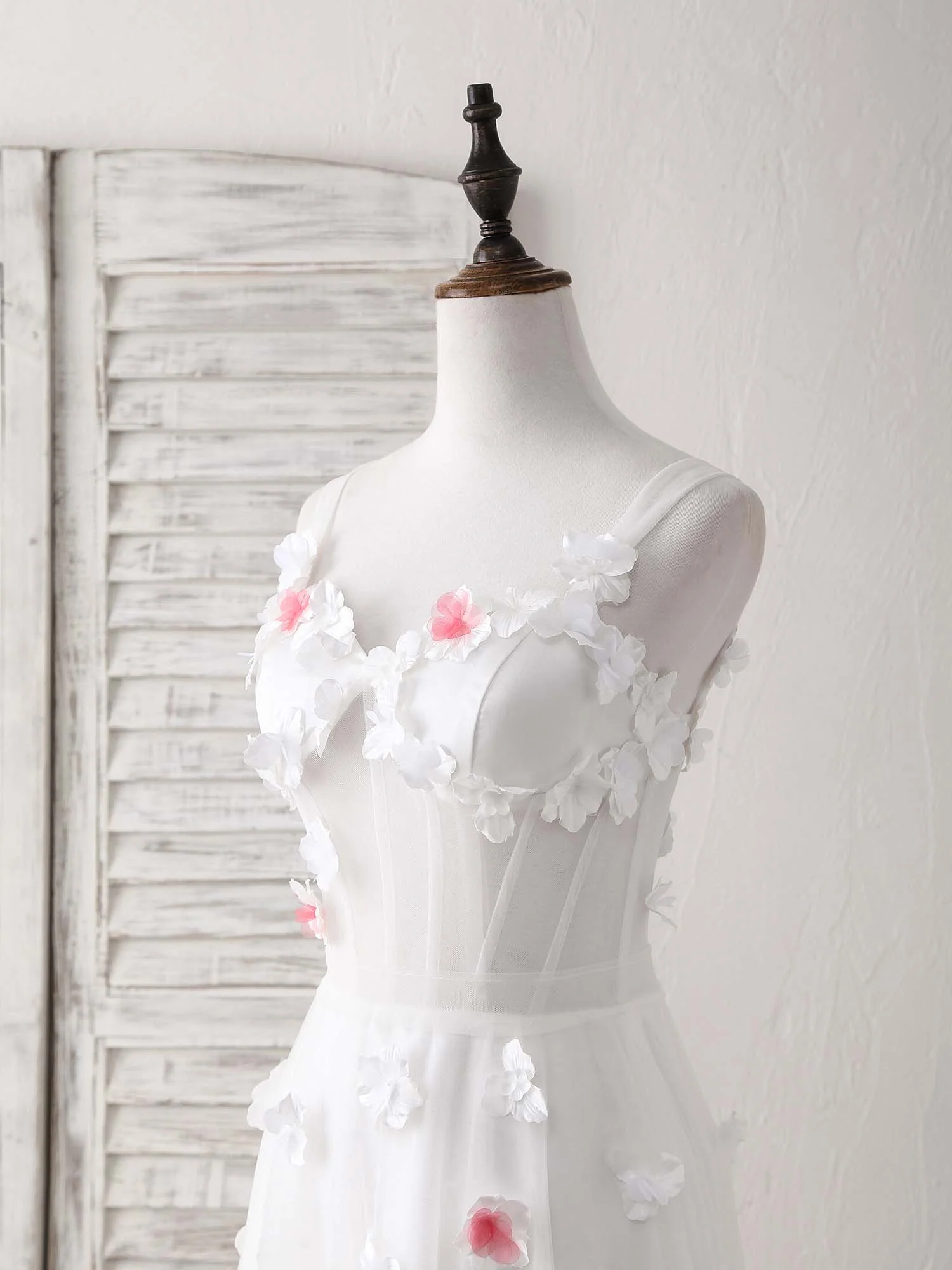 Unique White Sweetheart Tulle Long Prom Dress White Evening Dress - Deanwangkt
