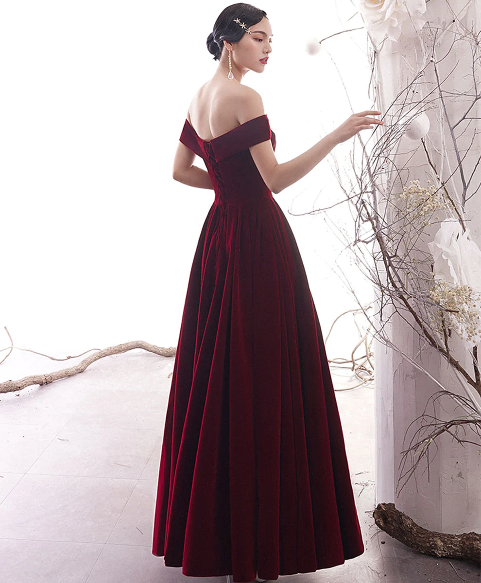 Simple Burgundy Long Prom Dress Burgundy Evening Dress - Deanwangkt