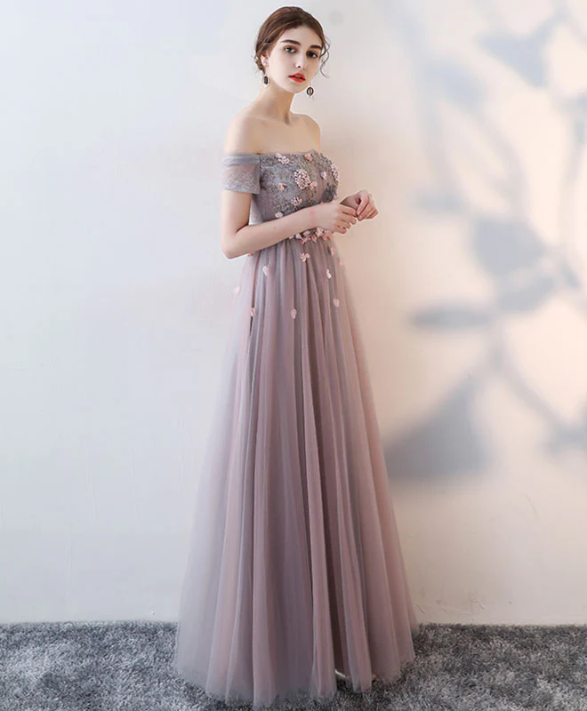 Elegant Lace Tulle Long Prom Dress, Lace Evening Dress - Deanwangkt
