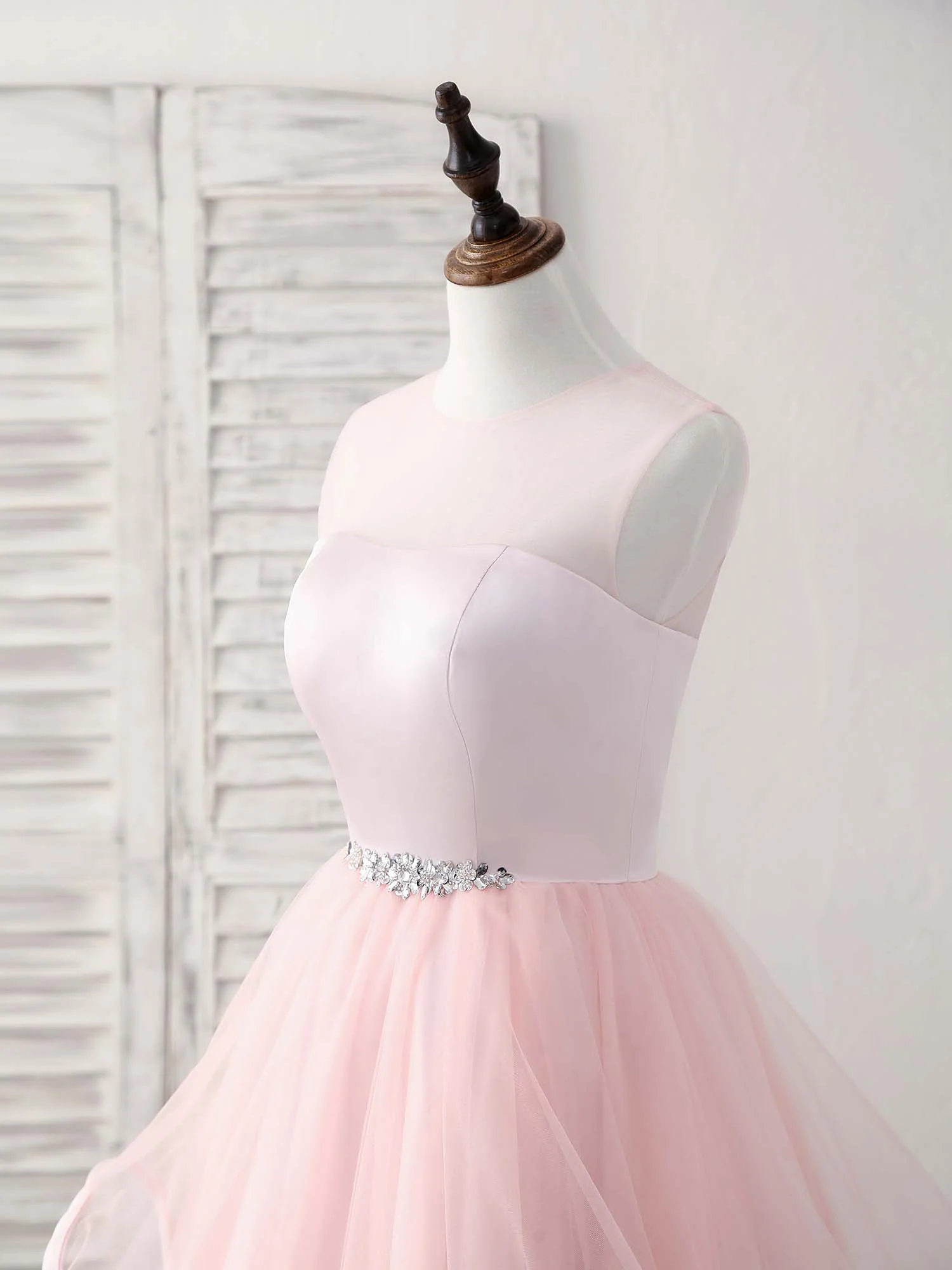 Pink Round Neck Tulle Pink Short Prom Dress Pink Homecoming Dress - Deanwangkt