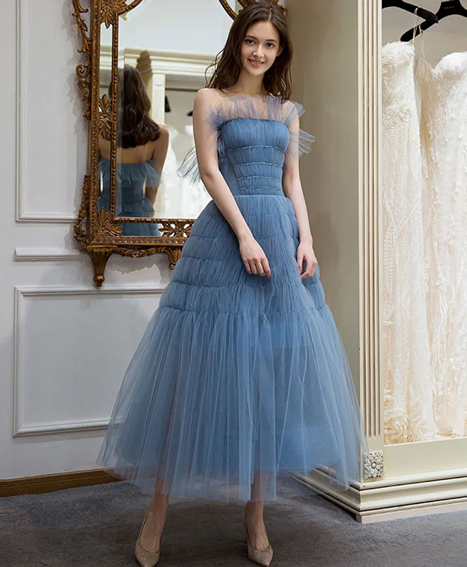 Cute Blue Tulle Short Prom Dress, Homecoming Dress - Deanwangkt