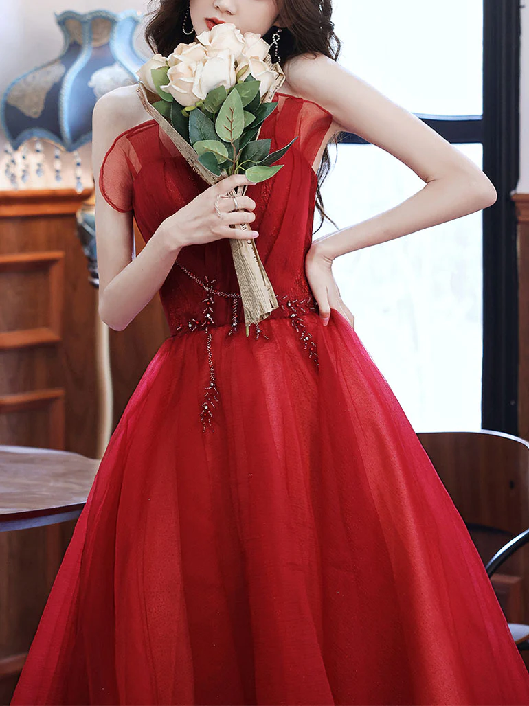 Burgundy Long Prom Dresses, Burgundy Formal Graduation Dresses - Deanwangkt