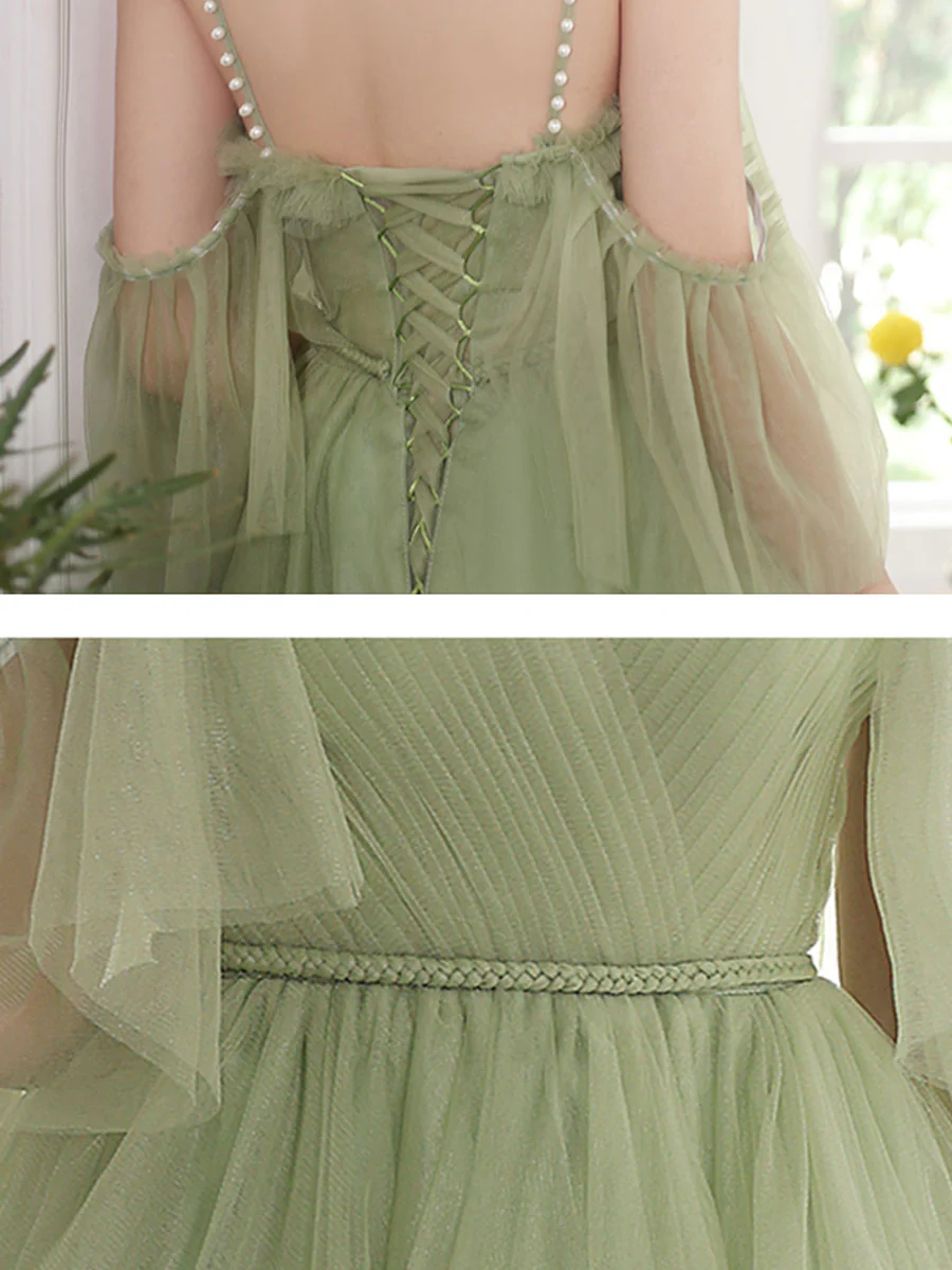 Green Short Prom Dress, Green Puffy Tulle Homecoming Dresses - Deanwangkt