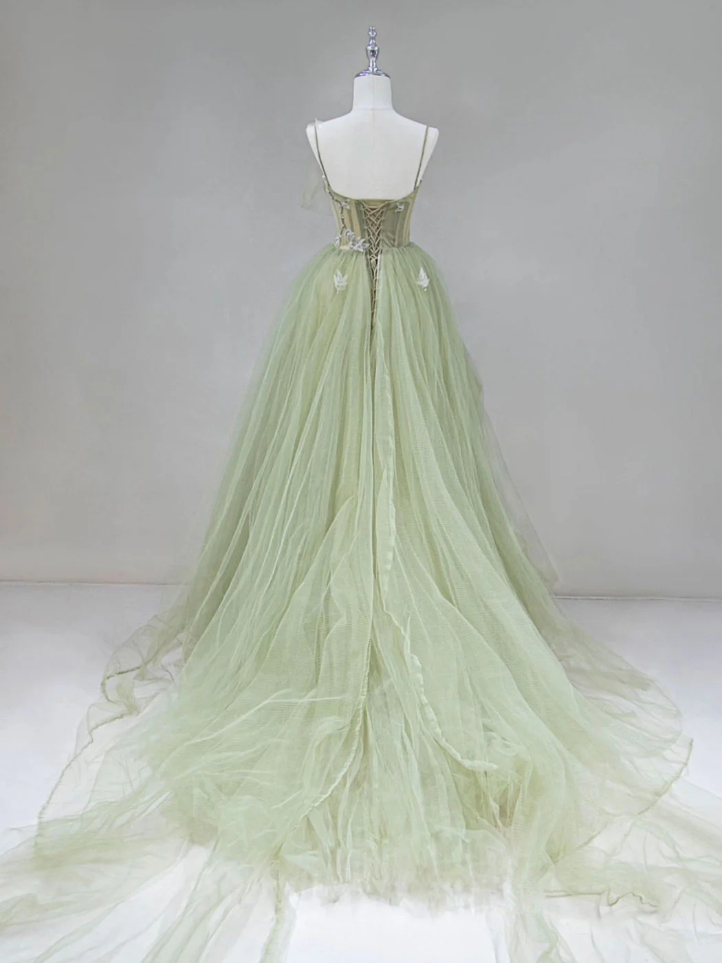 Green Tulle Long Prom Dress,  A-Line Green Formal Long Evening Dress - Deanwangkt
