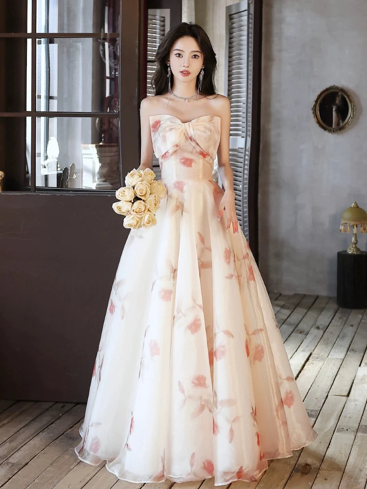 A_line Sweetheart Neck Champagne Long Prom Dress, Champagne Long Formal Dress - Deanwangkt