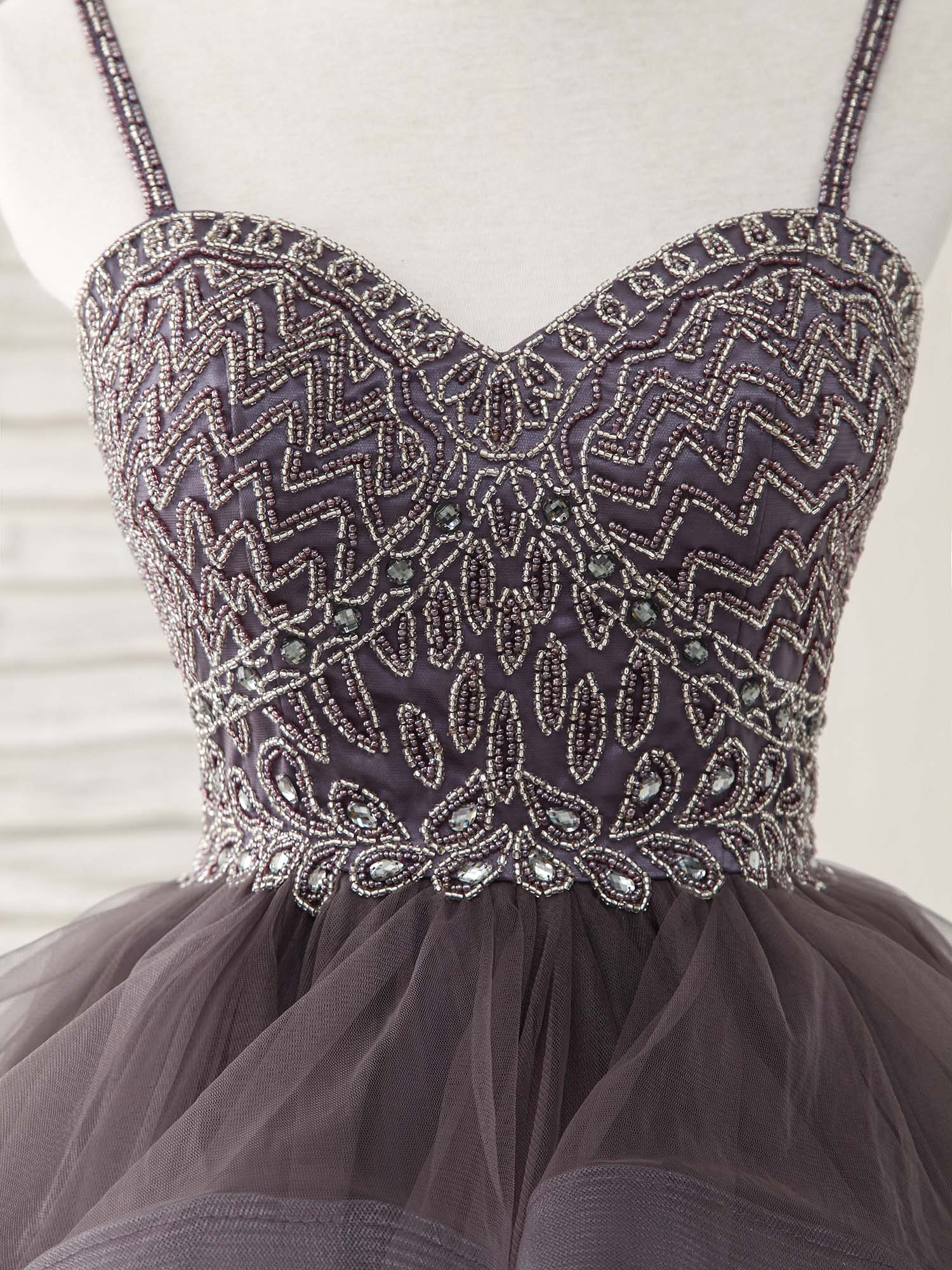 Unique Sweetheart Tulle Beads Short Prom Dress Cute Homecoming Dress - Deanwangkt