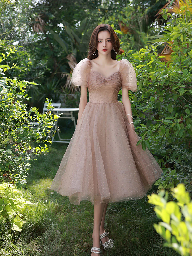 Bean Pink Powder Short Prom Dress, Cute Tulle Homecoming Dress - Deanwangkt