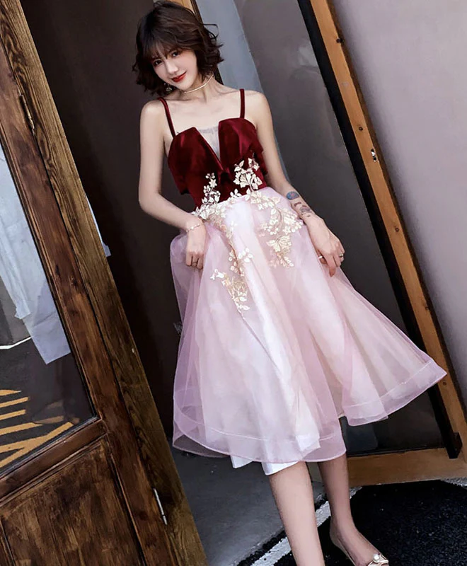 Pink Sweetheart Neck Tulle Short Prom Dress, Homecoming Dress - Deanwangkt