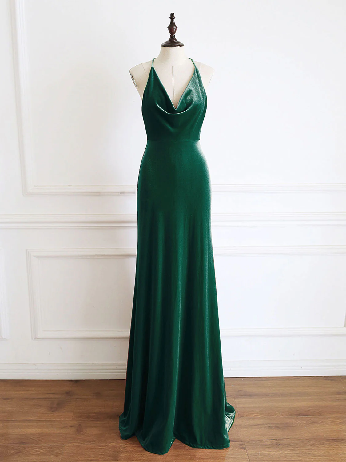 Green Mermaid Velvet Long Prom Dress, Green Formal Evening Dresses - Deanwangkt