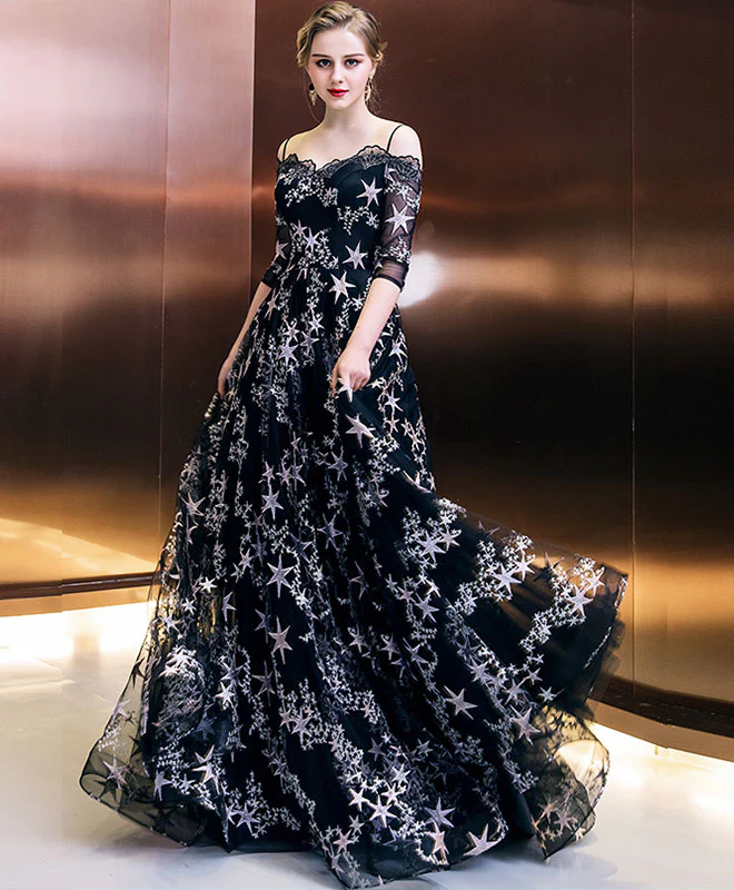 Stylish Black Long Prom Dress, Black Eveing Dress - Deanwangkt