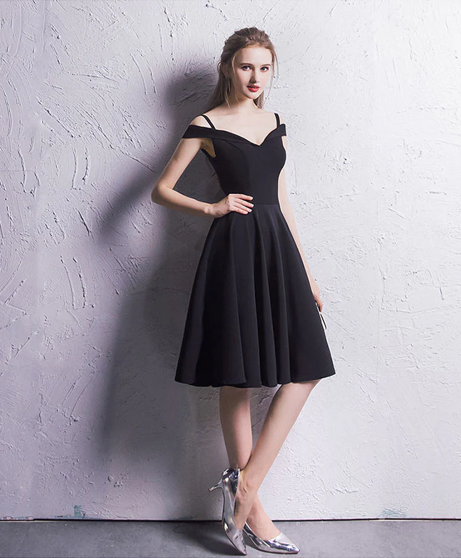 Simple Black Chiffon Short Prom Dress, Homecoming Dress - Deanwangkt