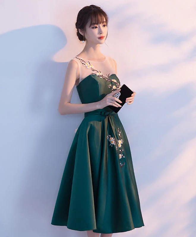 Green Round Neck Lace Short Prom Dress, Homecoming Dress - Deanwangkt
