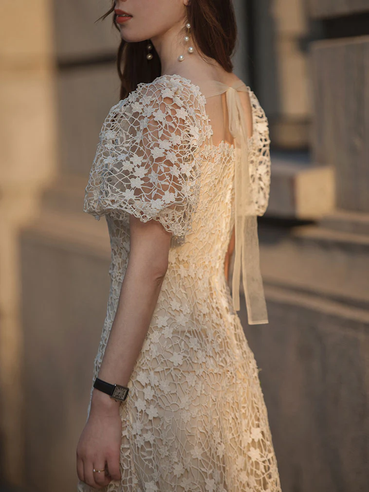 Beige Tulle Lace Short Prom Dress, Beige Homecoming Dress - Deanwangkt