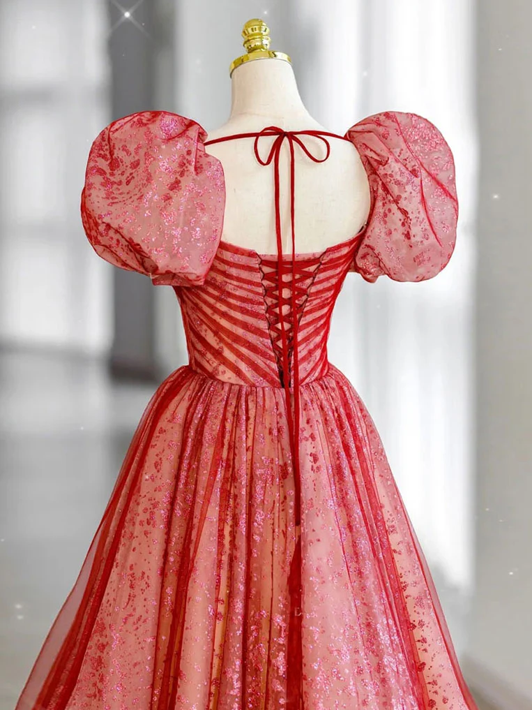 Red Long Prom Dresses, Aline Red Formal Graduation Dresses - Deanwangkt