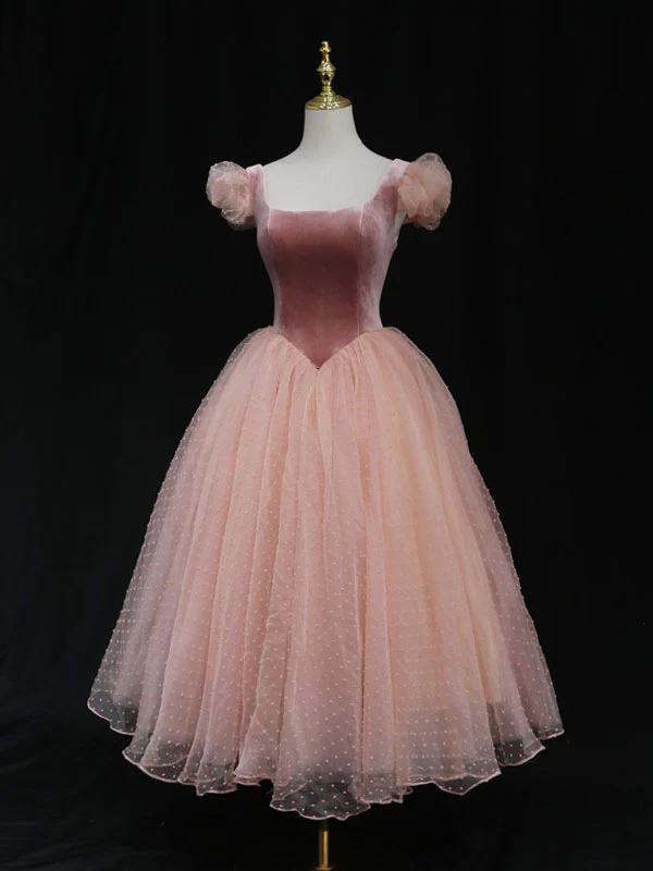 Pink Tulle Short Prom Dress, Pink Tulle Puffy Homecoming Dress - Deanwangkt