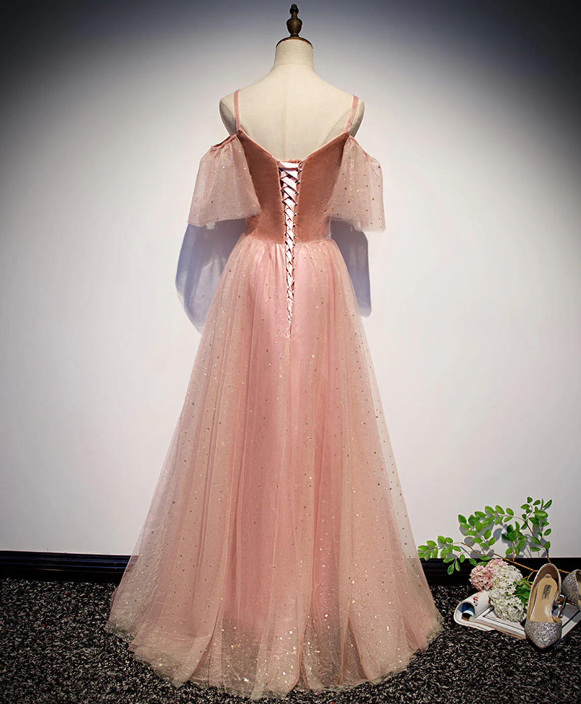 Pink Sweetheart Tulle Long Prom Dress Pink Tulle Formal Dress - Deanwangkt