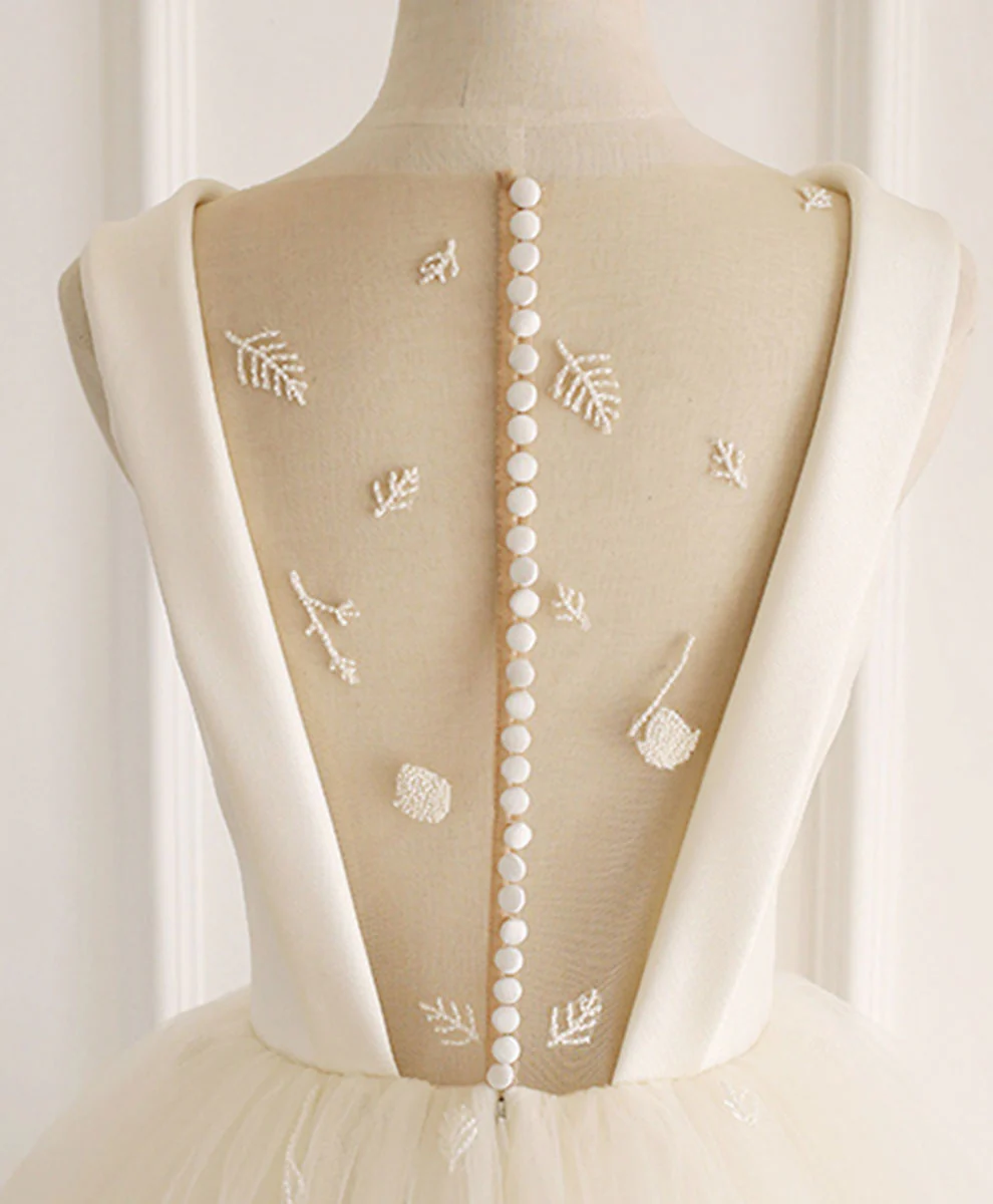 Light Champagne Tulle Short Prom Dress Tulle Homecoming Dress - Deanwangkt