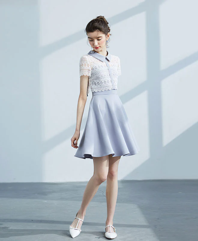 Cute Lace Short Prom Dress, Homecoming Dress, Cocktail Dress - Deanwangkt