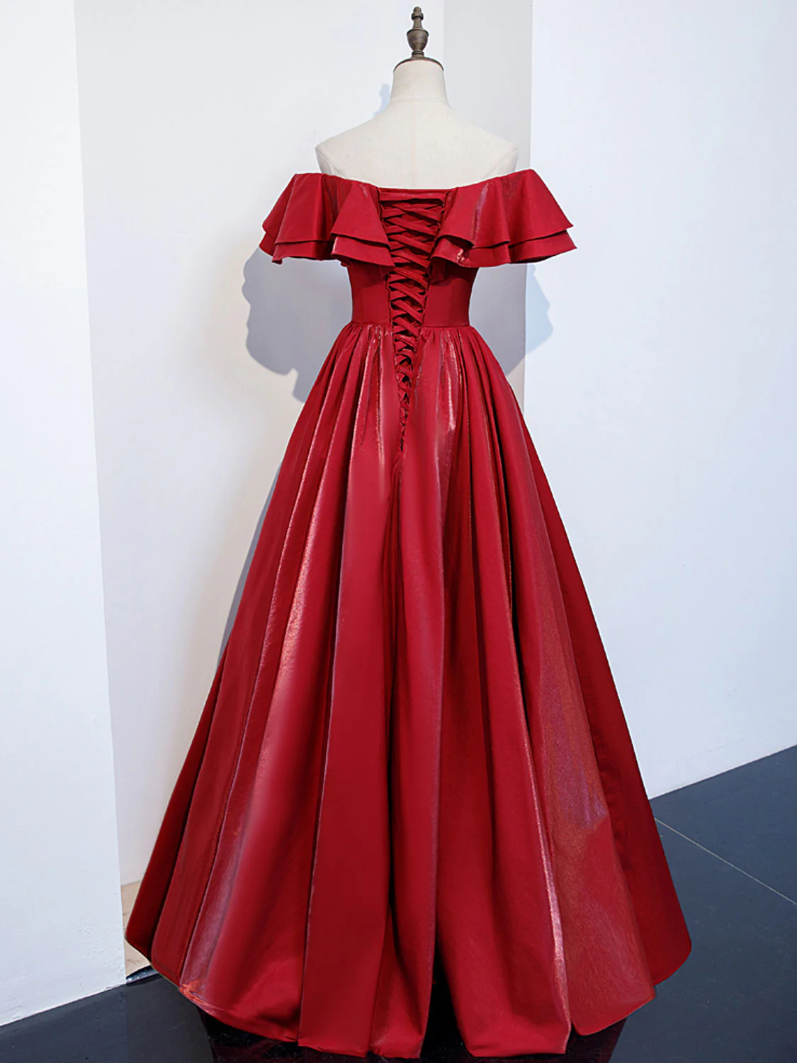 Simple A line Satin Long Prom Dress, Burgundy Bridesmaid Dresses - Deanwangkt