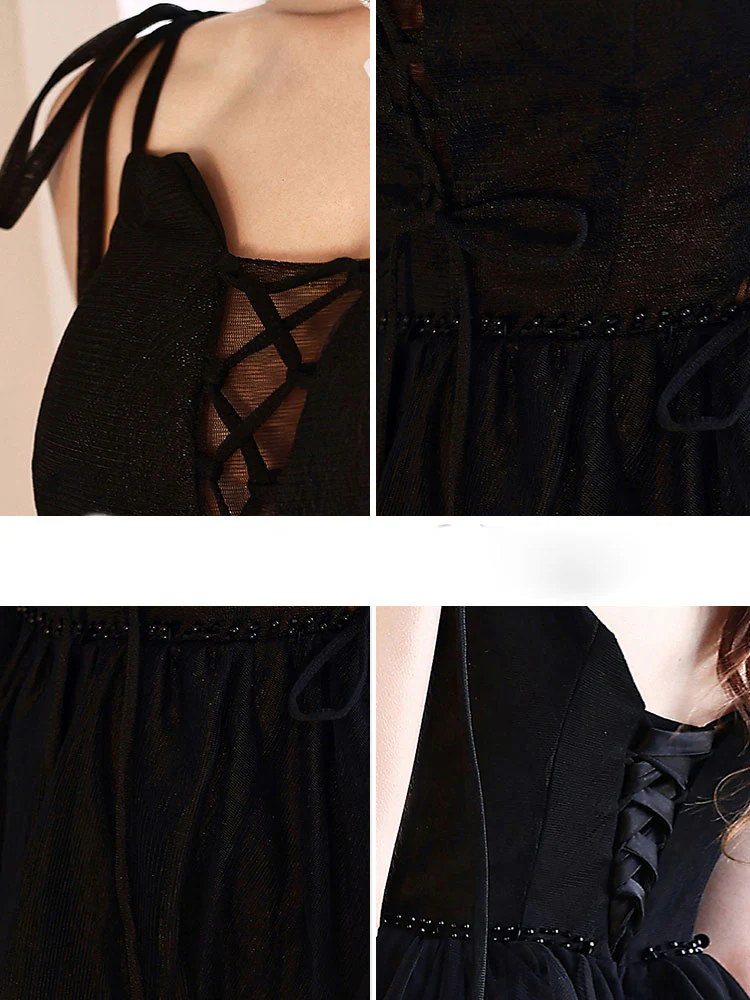 Cute V Neck Tulle Black Short Prom Dress, Black Homecoming Dresses - Deanwangkt