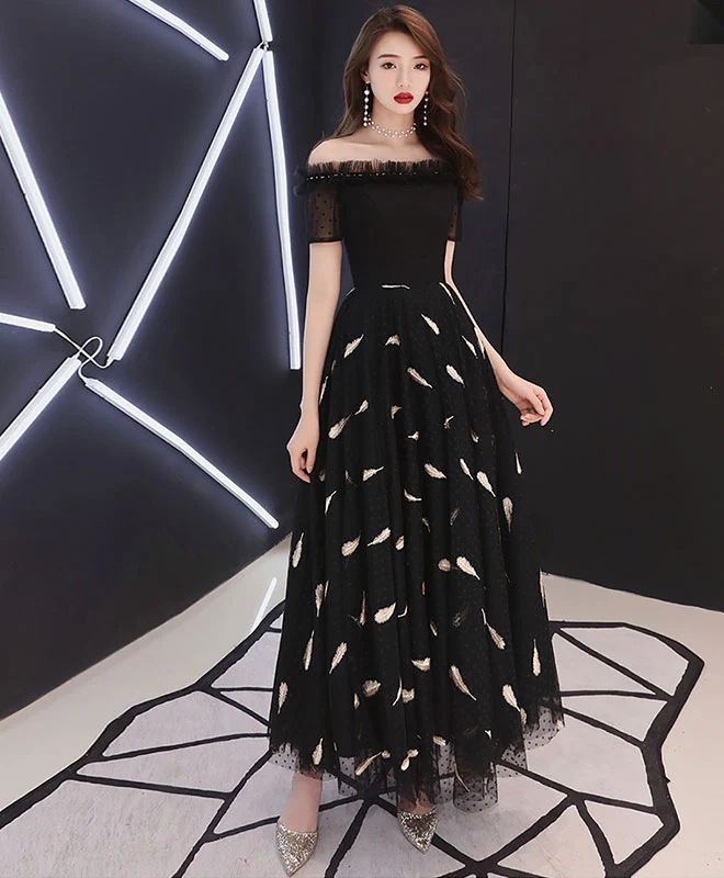 Black Tulle Prom Dress, Black Tulle Evening Dress - Deanwangkt