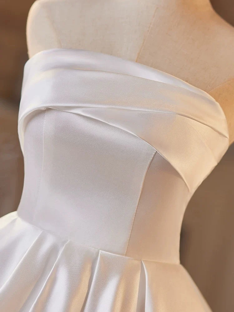 Simple Satin White Short Prom Dress, White Homecoming Dress - Deanwangkt