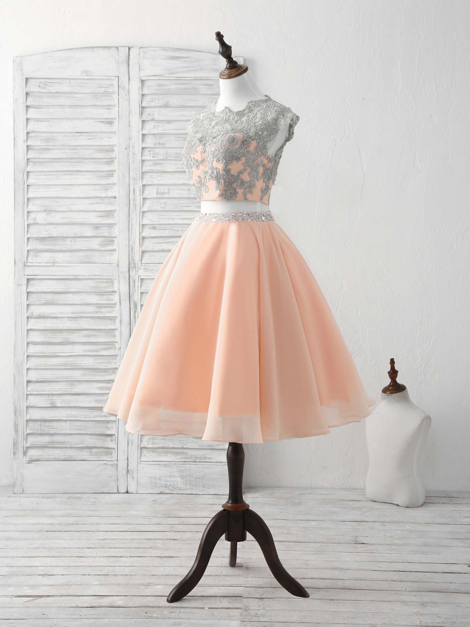 Unique Two Pieces Lace Short Prom Dress, Homecoming Dress - Deanwangkt