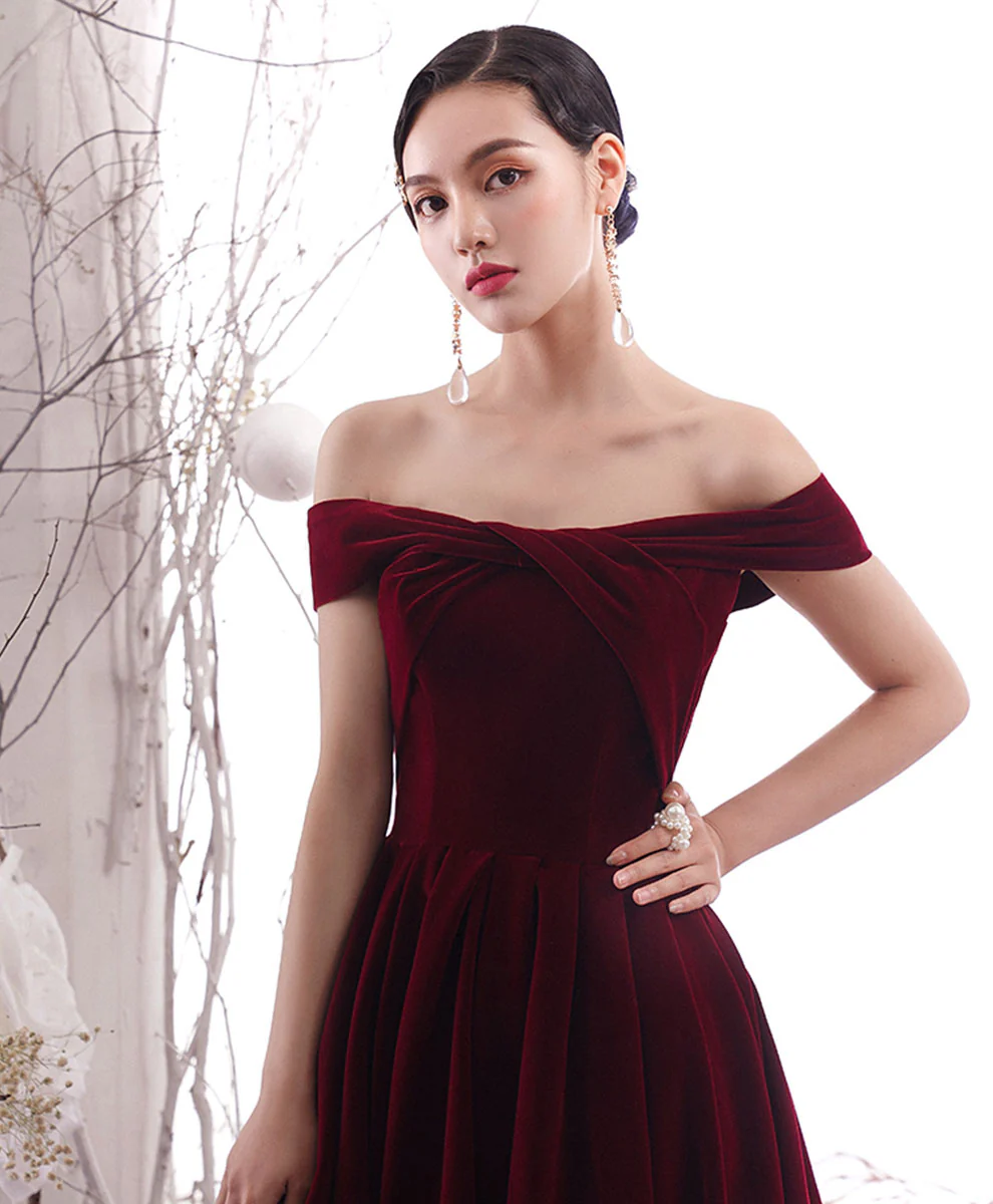 Simple Burgundy Long Prom Dress Burgundy Evening Dress - Deanwangkt
