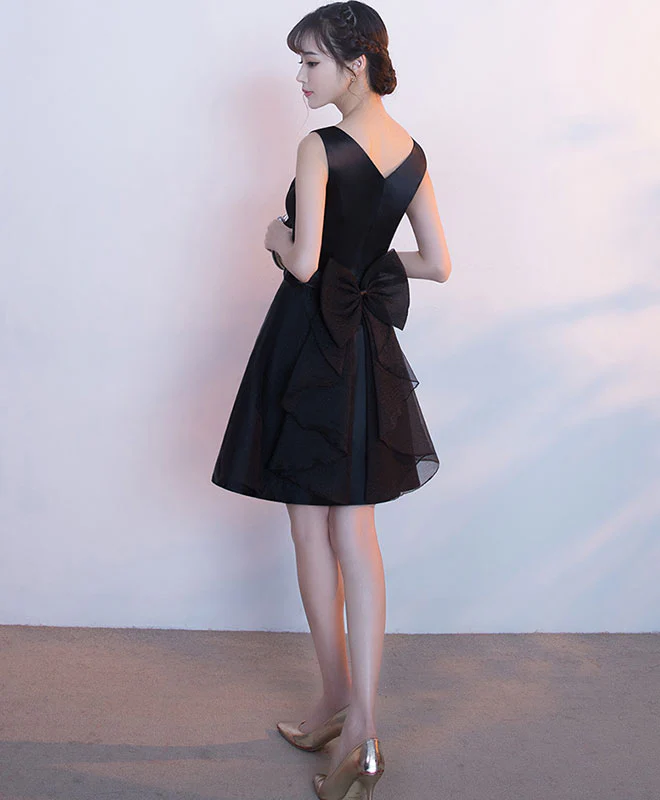 Simple Black Short Prom Dress, Black Homecoming Dress - Deanwangkt