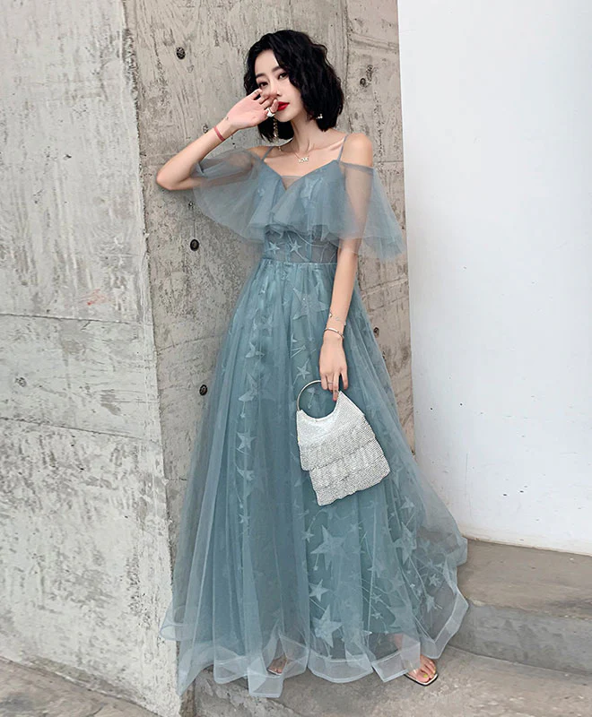 Green Tulle Lace Long Prom Dress Green Evening Dress - Deanwangkt