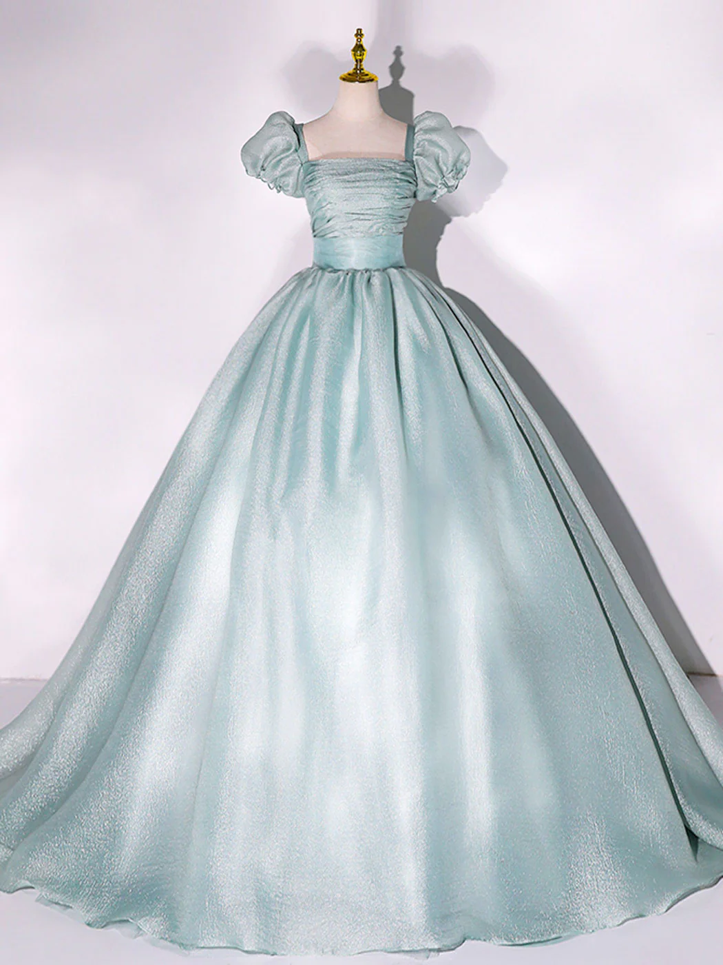 Green Tulle Long Prom Dress, A-Line Tulle Formal Evening Dresses - Deanwangkt