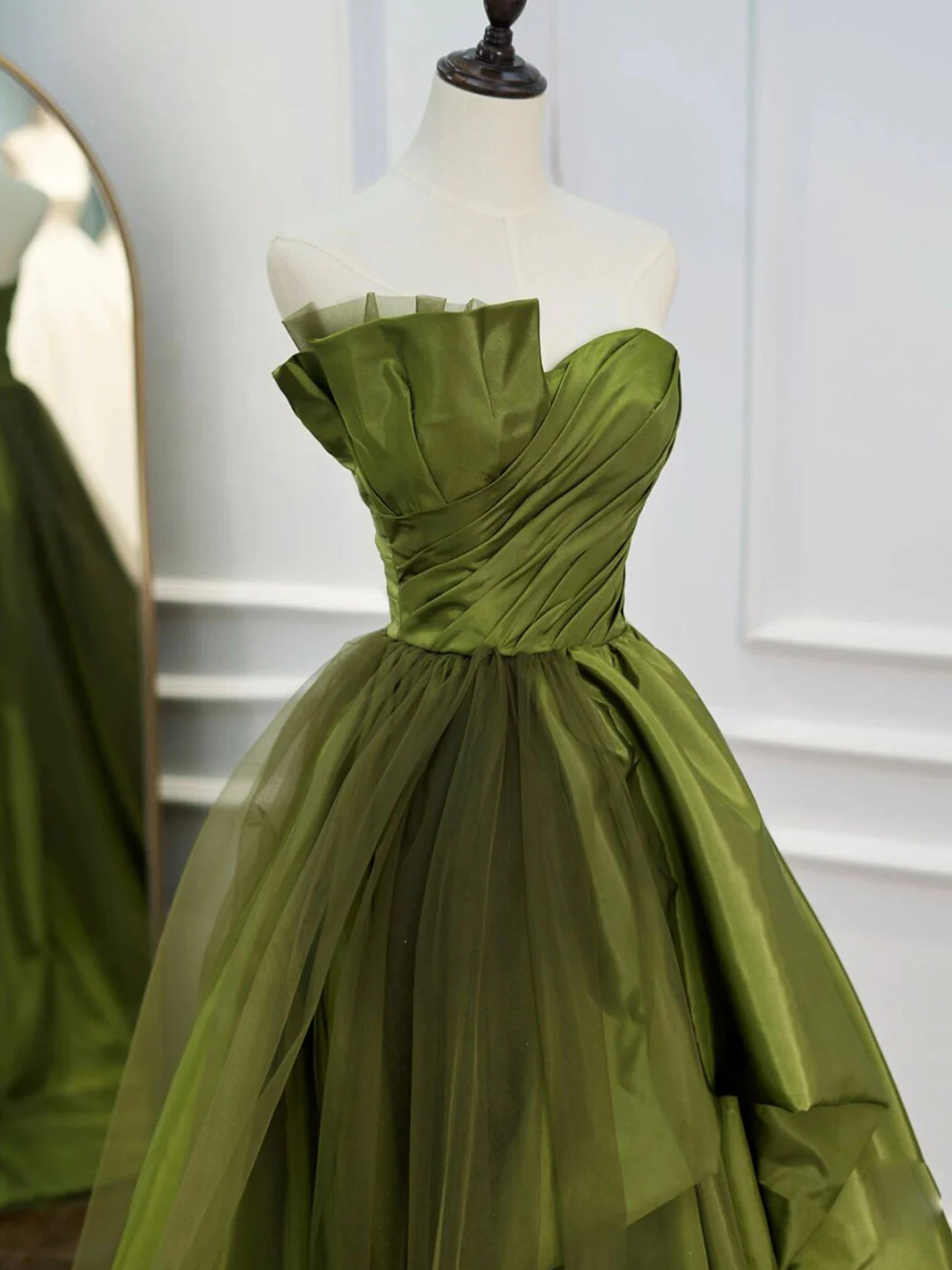 Green Long Prom Dresses, Green Satin Formal Long Evening Dress - Deanwangkt