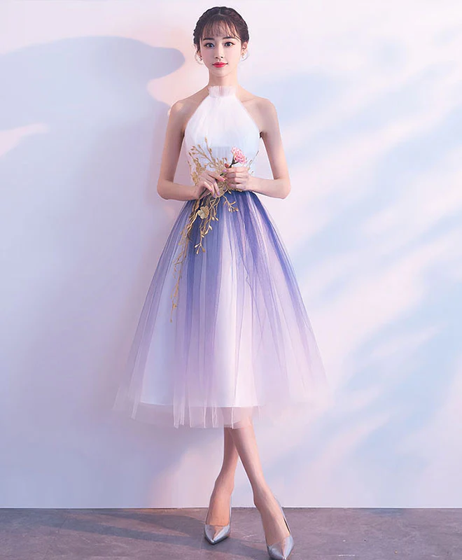 Cute Tulle Lace Applique Short Prom Dress, Tulle Evening Dress - Deanwangkt