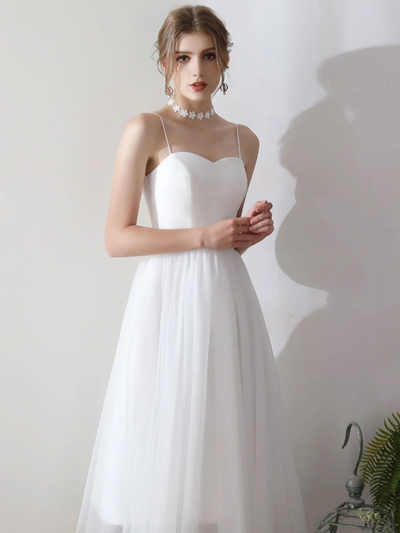 White Lace Short Bridesmaid Dress, Two Pieces Wedding Party Dresses - Deanwangkt