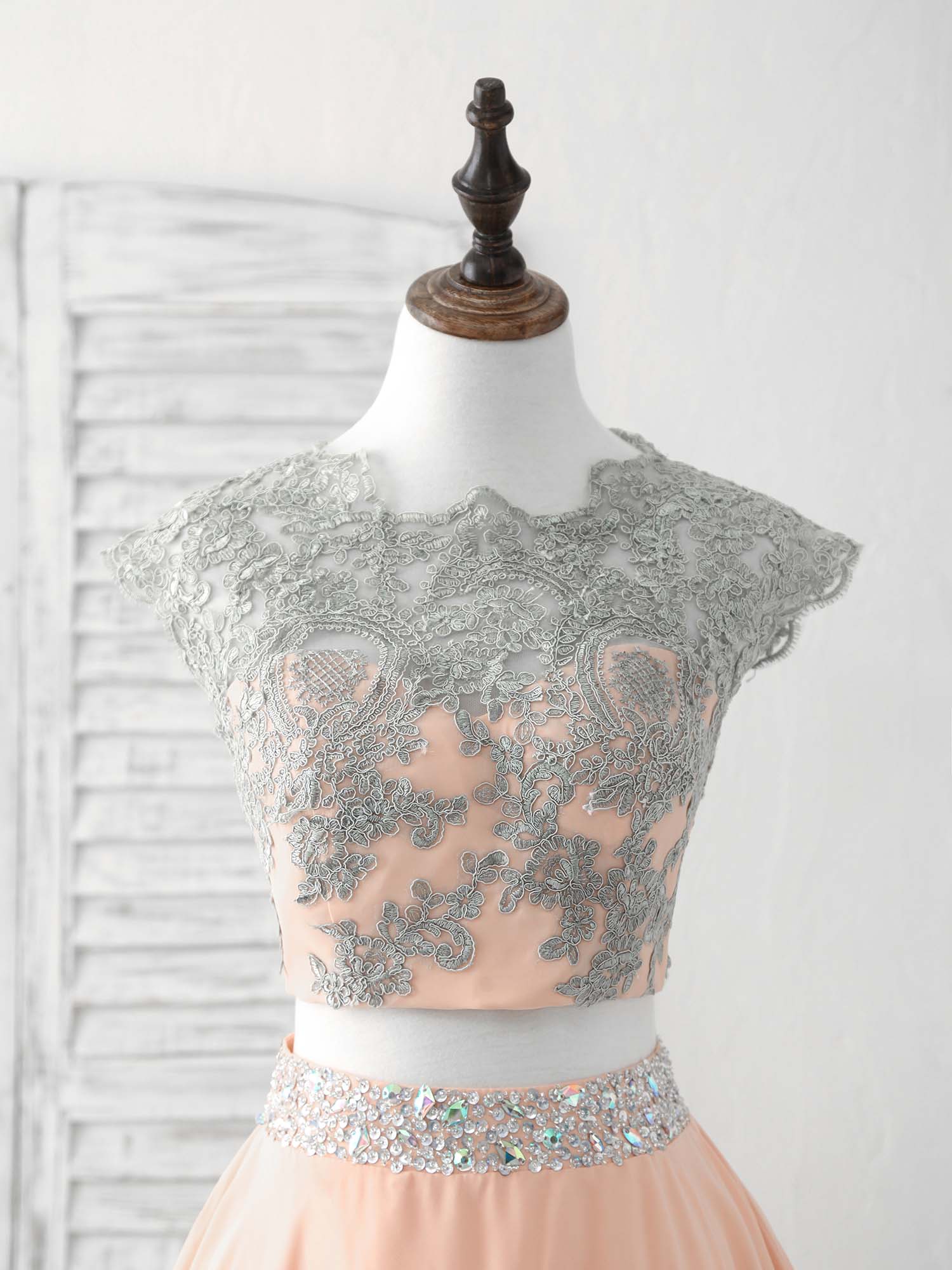 Unique Two Pieces Lace Short Prom Dress, Homecoming Dress - Deanwangkt