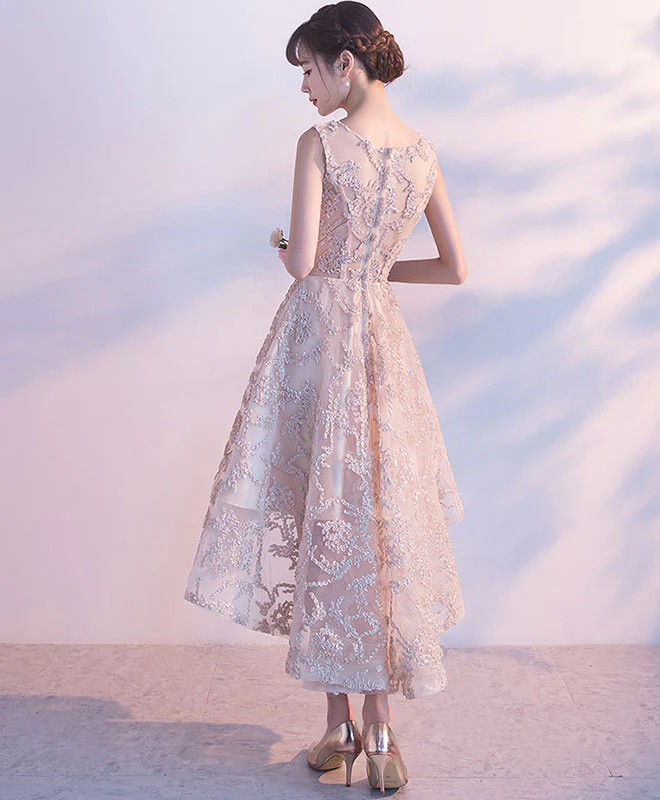 Champagne High Low Short Prom Dress, Cute Homecoming Dress - Deanwangkt