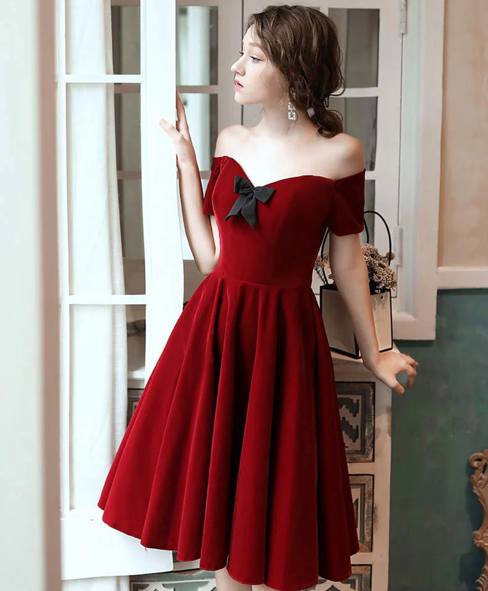 Simple Burgundy Short Prom Dress Burgundy Homecoming Dress - Deanwangkt