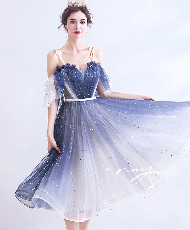 Blue Tulle Short Prom Dress Blue Tulle Homecoming Dress - Deanwangkt
