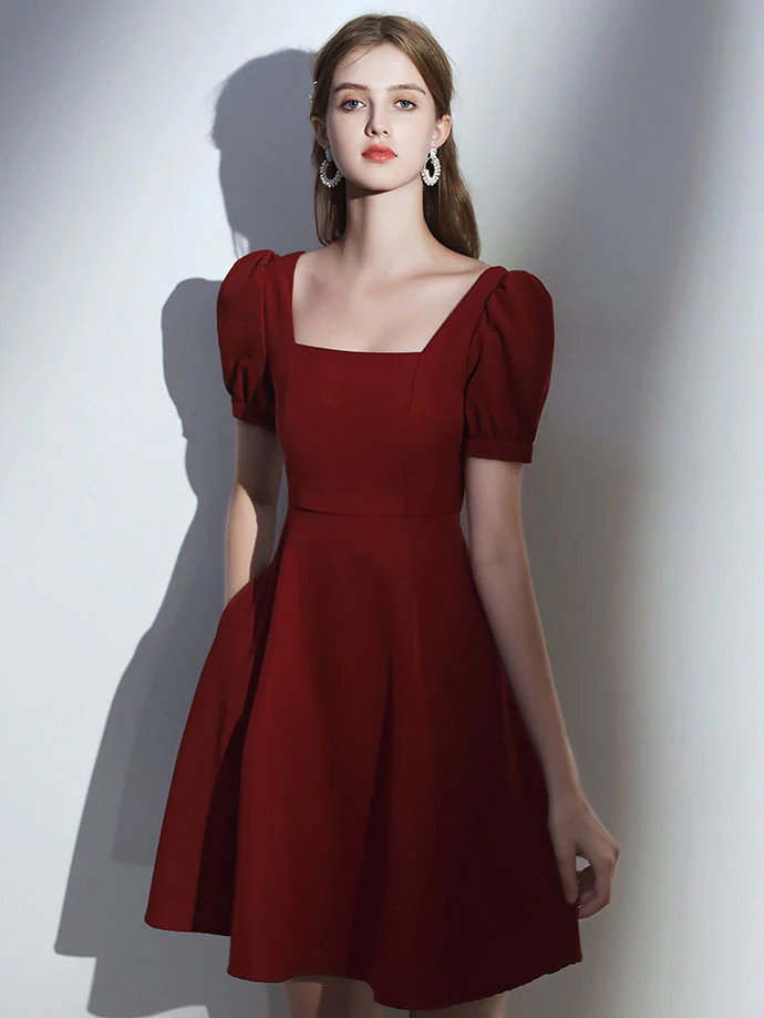 Simple Burgundy Short Prom Dress Burgundy Homecoming Dress - Deanwangkt