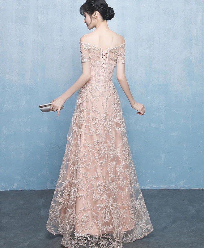 Elegant champagne tulle long prom dess, evening dress - Deanwangkt