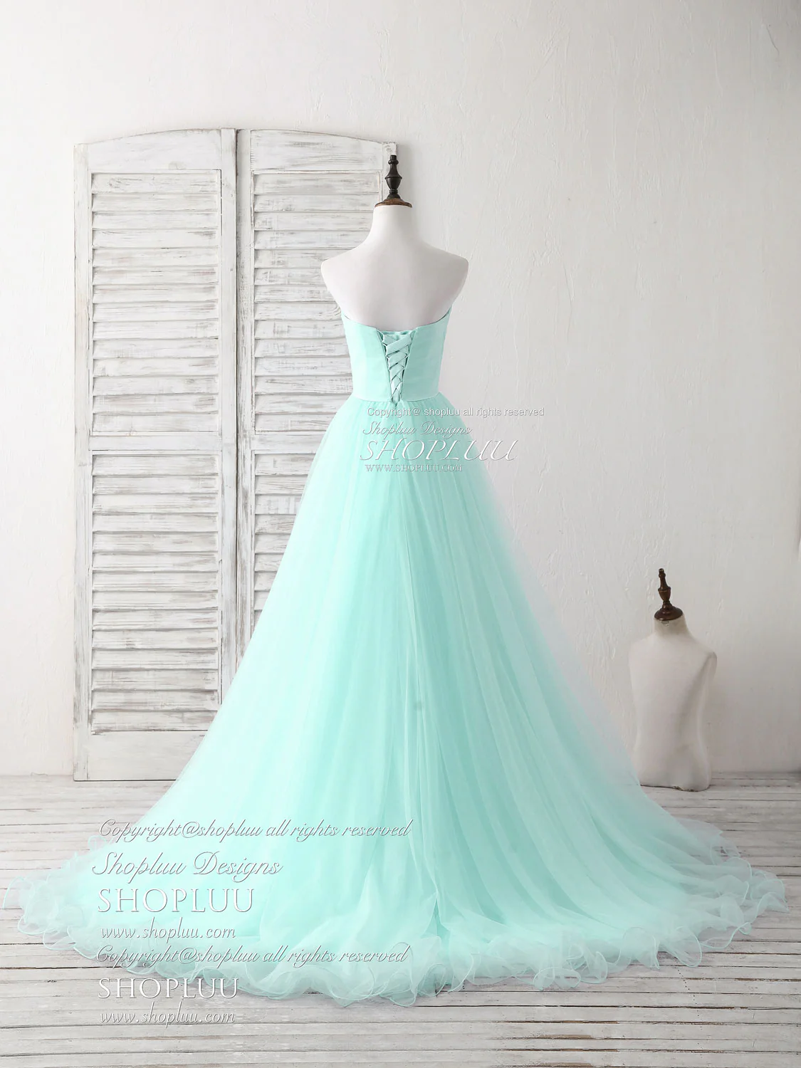 Simple Sweetheart Light Green Tulle Long Prom Dress, Green Evening Dress - Deanwangkt