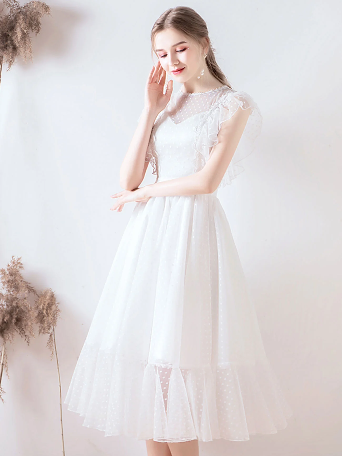 White Tulle Short Prom Dress, Tulle Lace Short Bridesmaid Dresses - Deanwangkt