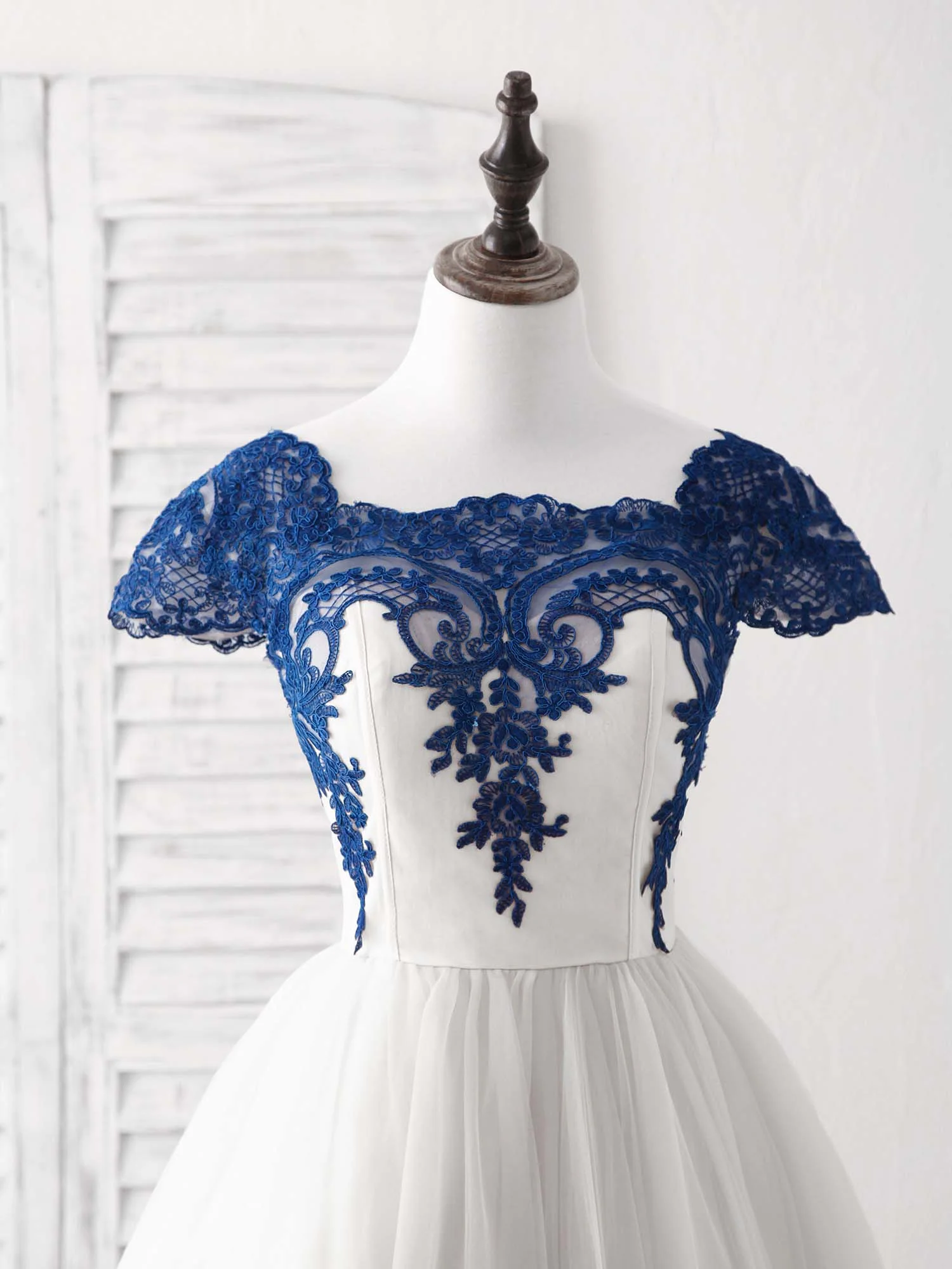 White Tulle Lace Applique Short Prom Dress, Tulle Homecoming Dress - Deanwangkt